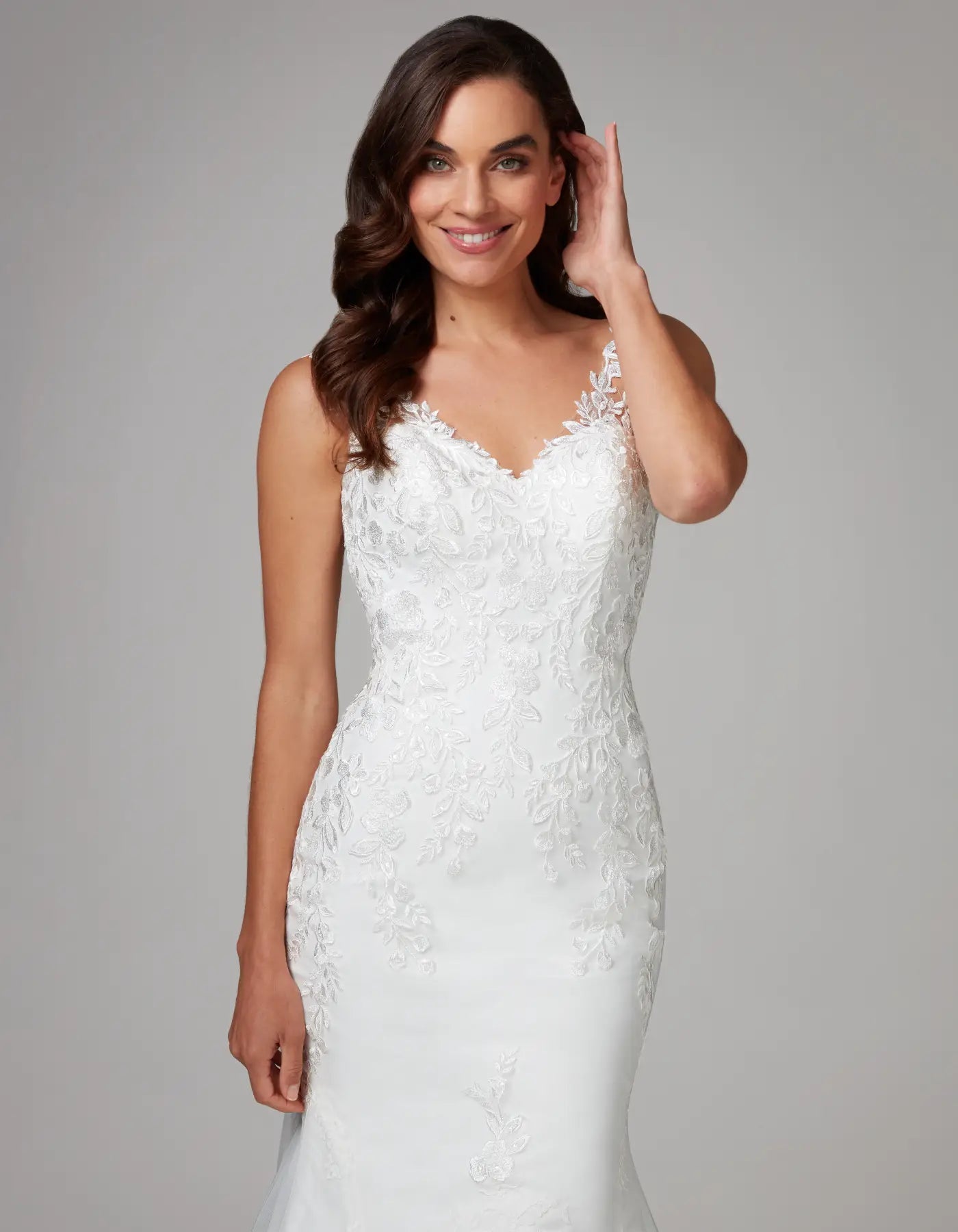 DingJiDress a floral lace mermaid with delicate lace straps