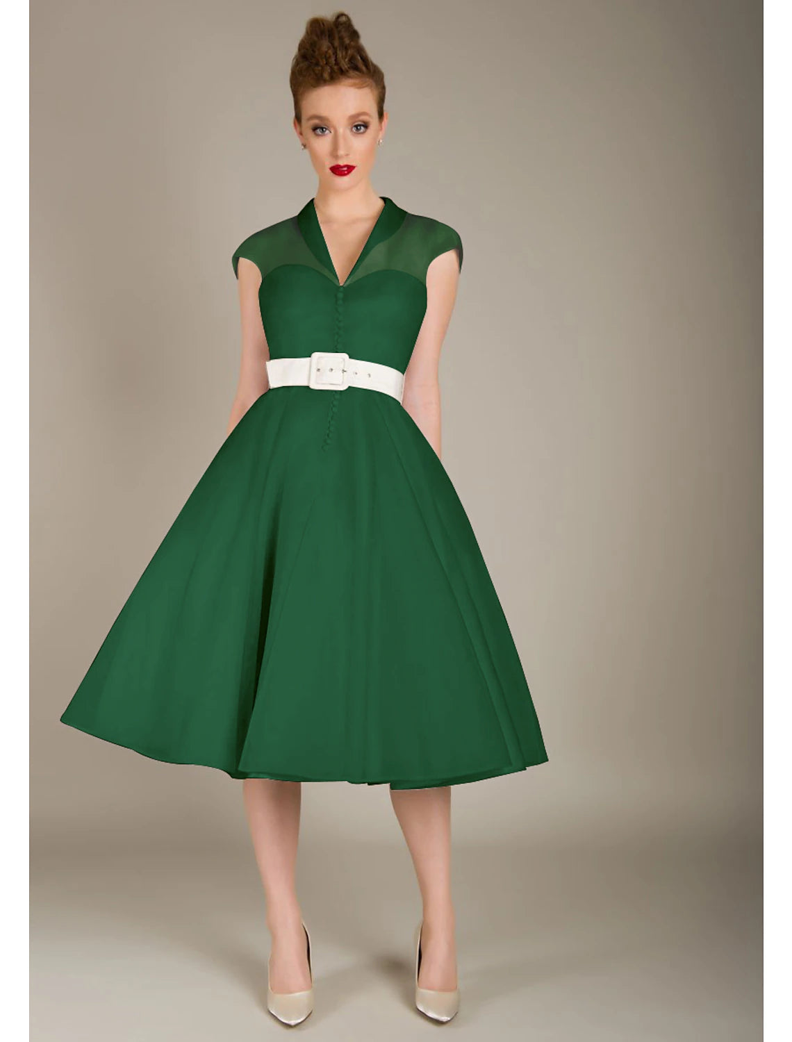 A-Line Cocktail Dresses 1950s Dress Graduation Knee Length Sleeveless V Neck Wednesday Addams Family Tulle with Sash / Ribbon