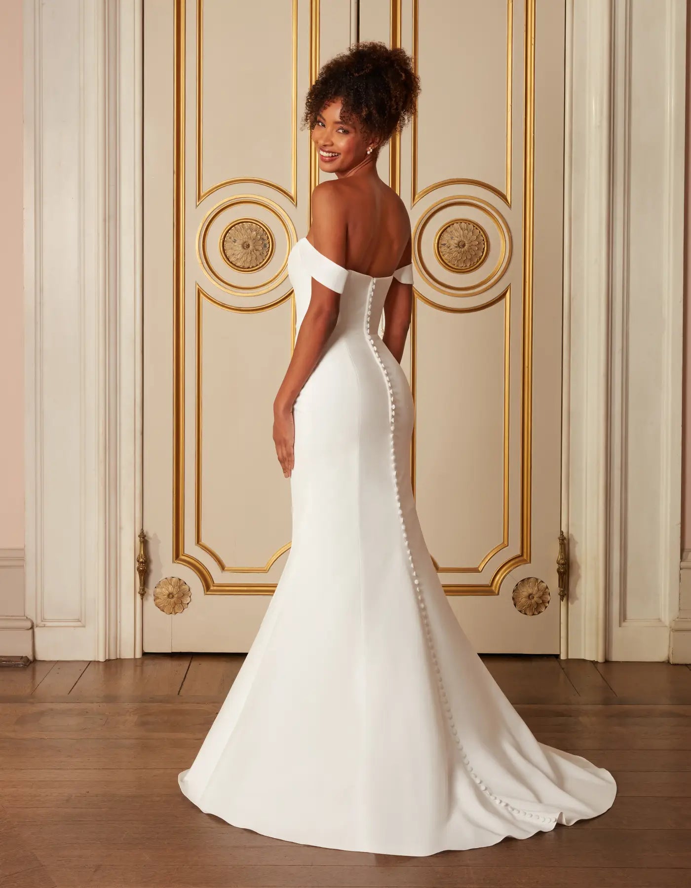 DingJiDress an elegantly simple off-the-shoulder sheath