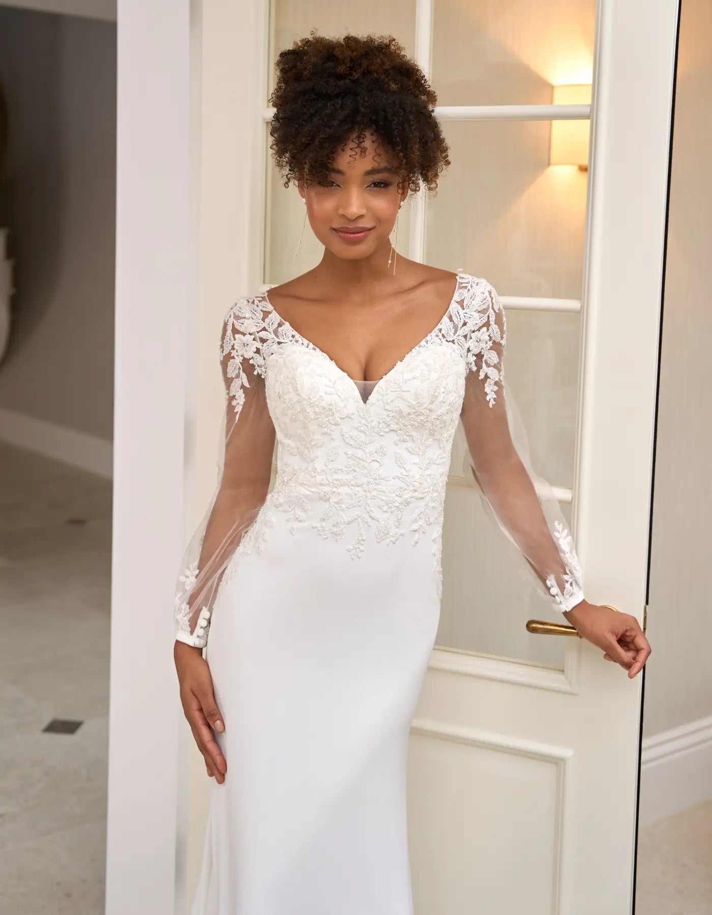 DingJiDress a crepe sheath with balloon sleeves