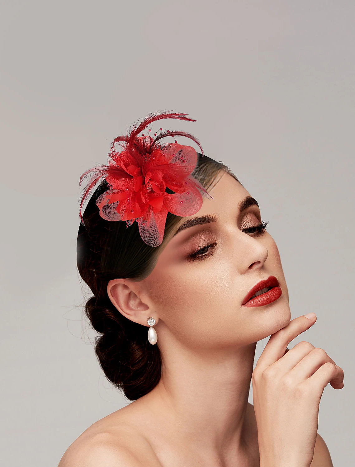 DingJiDress Vintage Style Elegant & Luxurious Tulle / Feathers Fascinators / Hats / Headwear with Floral / Beading 1PC Wedding / Ladies Day / Melbourne Cup Headpiece