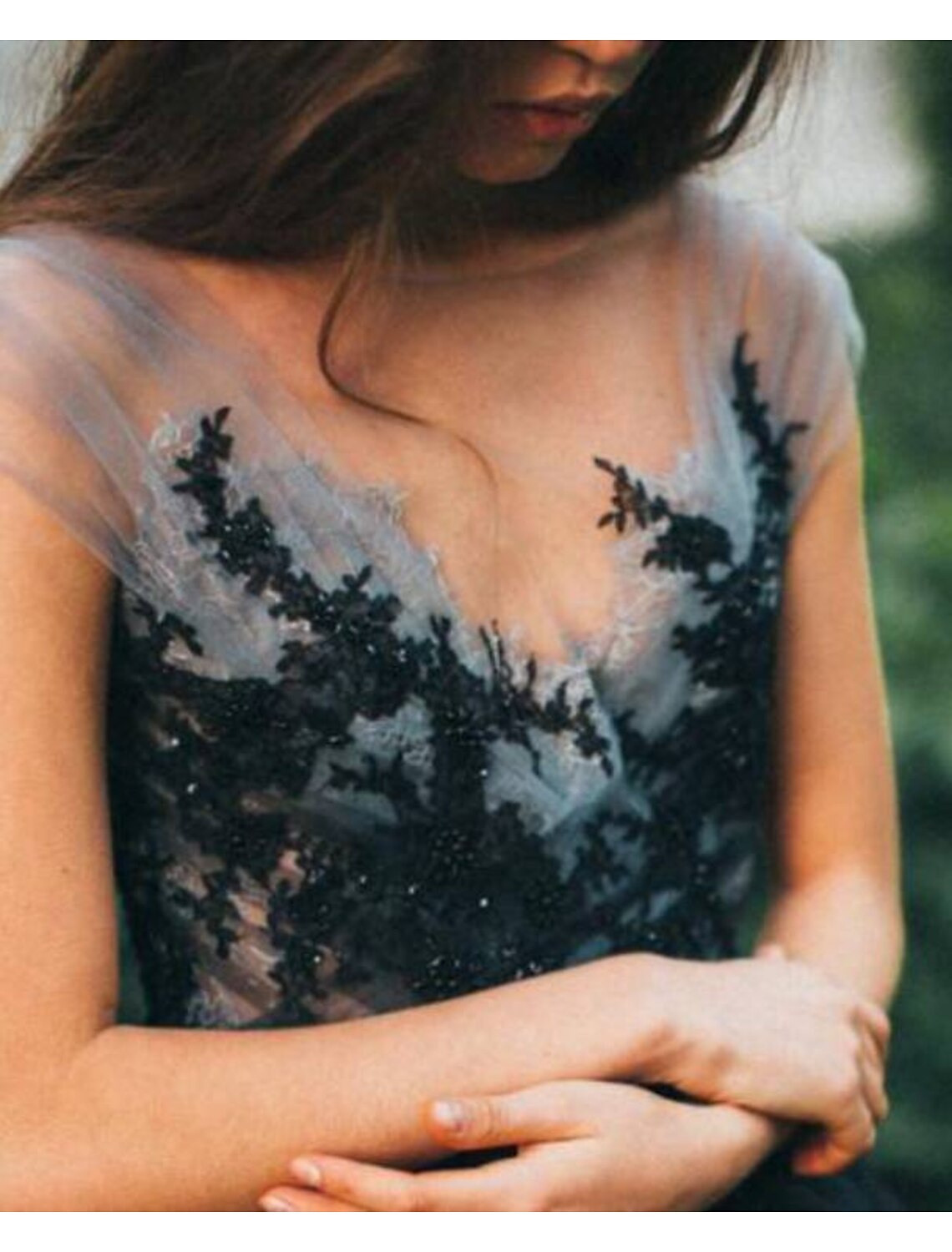 Ball Gown Black Wedding Dress Gothic Quinceanera Dresses Color Block Dress Sweep / Brush Train Sleeveless V Neck Tulle V Back with Pleats Appliques