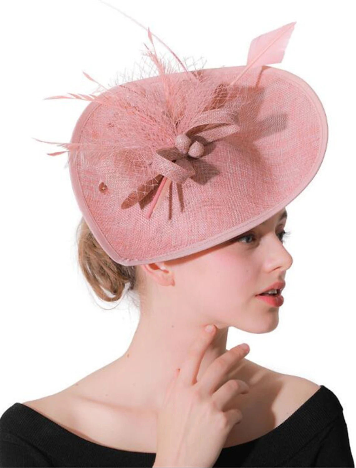 DingJiDress Fascinators Kentucky Derby Hat Headpiece Flax Bucket Hat Saucer Hat Wedding Party / Evening Cocktail Royal Astcot Elegant Wedding With Feathers / Fur Headwear