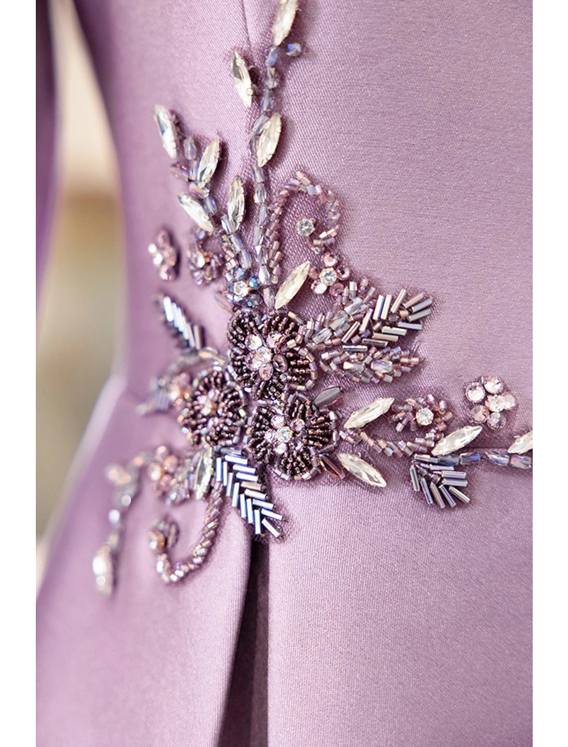 Two Piece Cocktail Dresses Elegant Dress Wedding Party Tea Length Long Sleeve V Neck Satin with Appliques