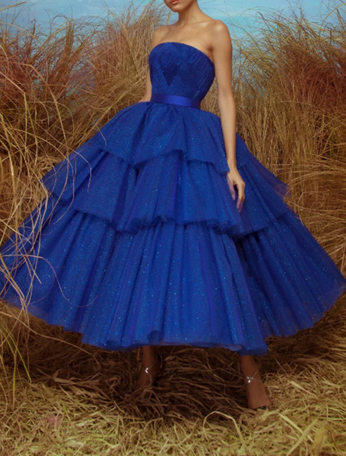 Ball Gown Cocktail Dresses 1950s Dress Engagement Prom Ankle Length Sleeveless Strapless Tulle with Sash / Ribbon Sequin Tiered