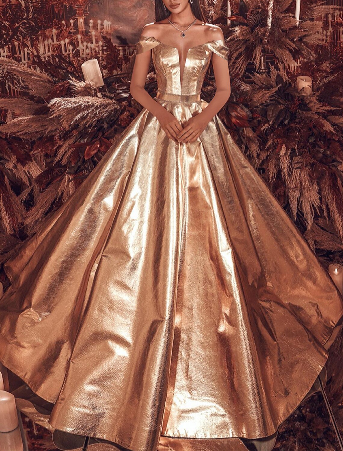 A-Line Evening Gown Celebrity Style Dress Carnival Quinceanera Sweep / Brush Train Short Sleeve Off Shoulder The Great Gatsby PU with Glitter