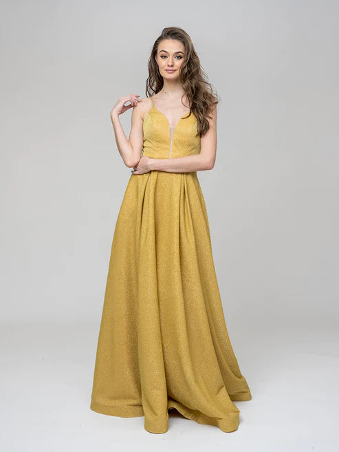 DingJiDress Spaghetti Strap Metallic Glitter Sweetheart Prom Dresses