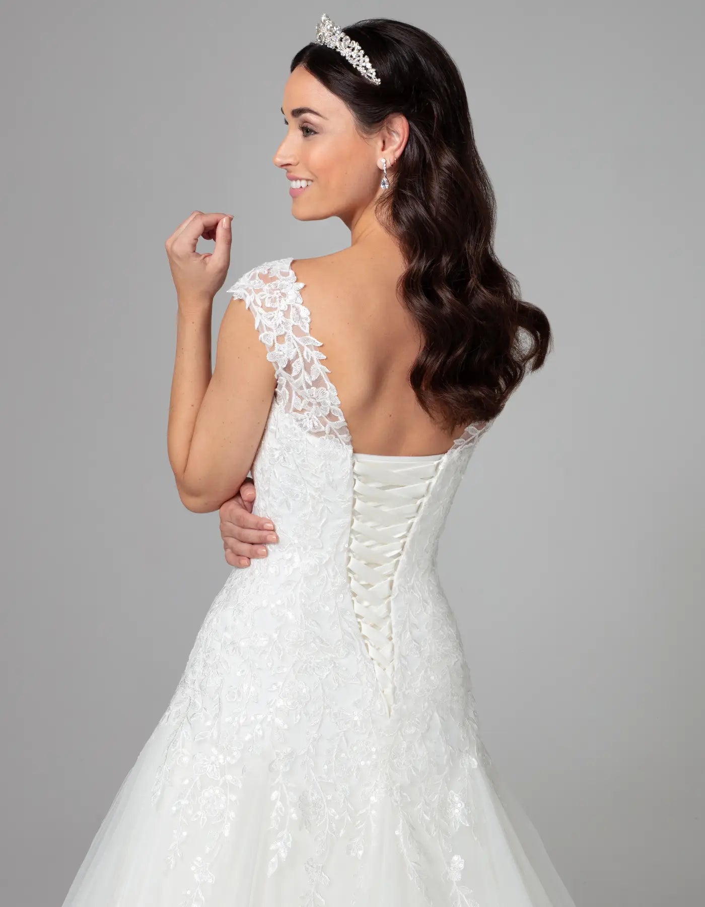 DingJiDress a floral lace-covered fit and flare with straps