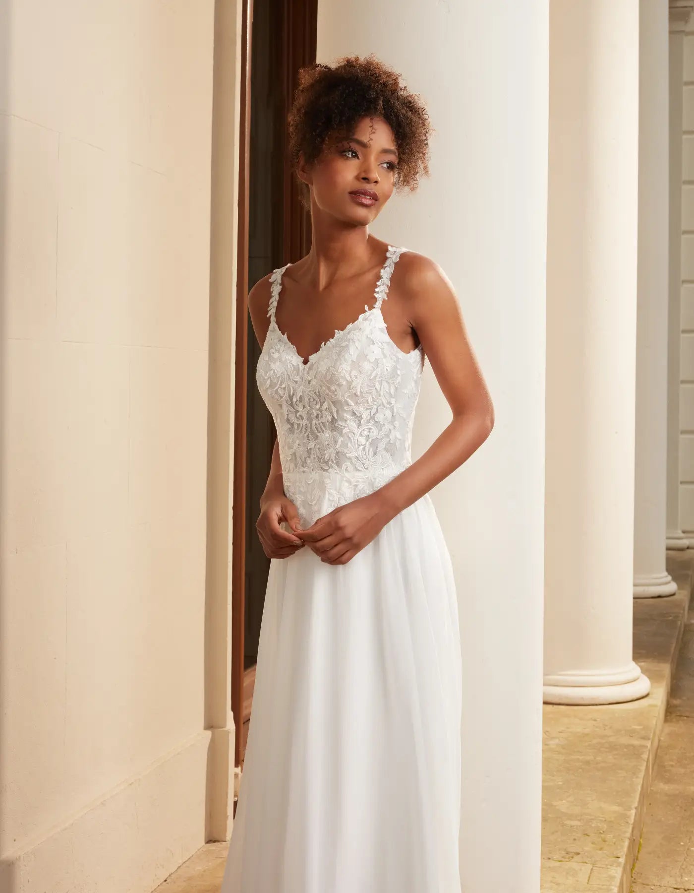 DingJiDress modern soft a-line with straps and cut-out lace