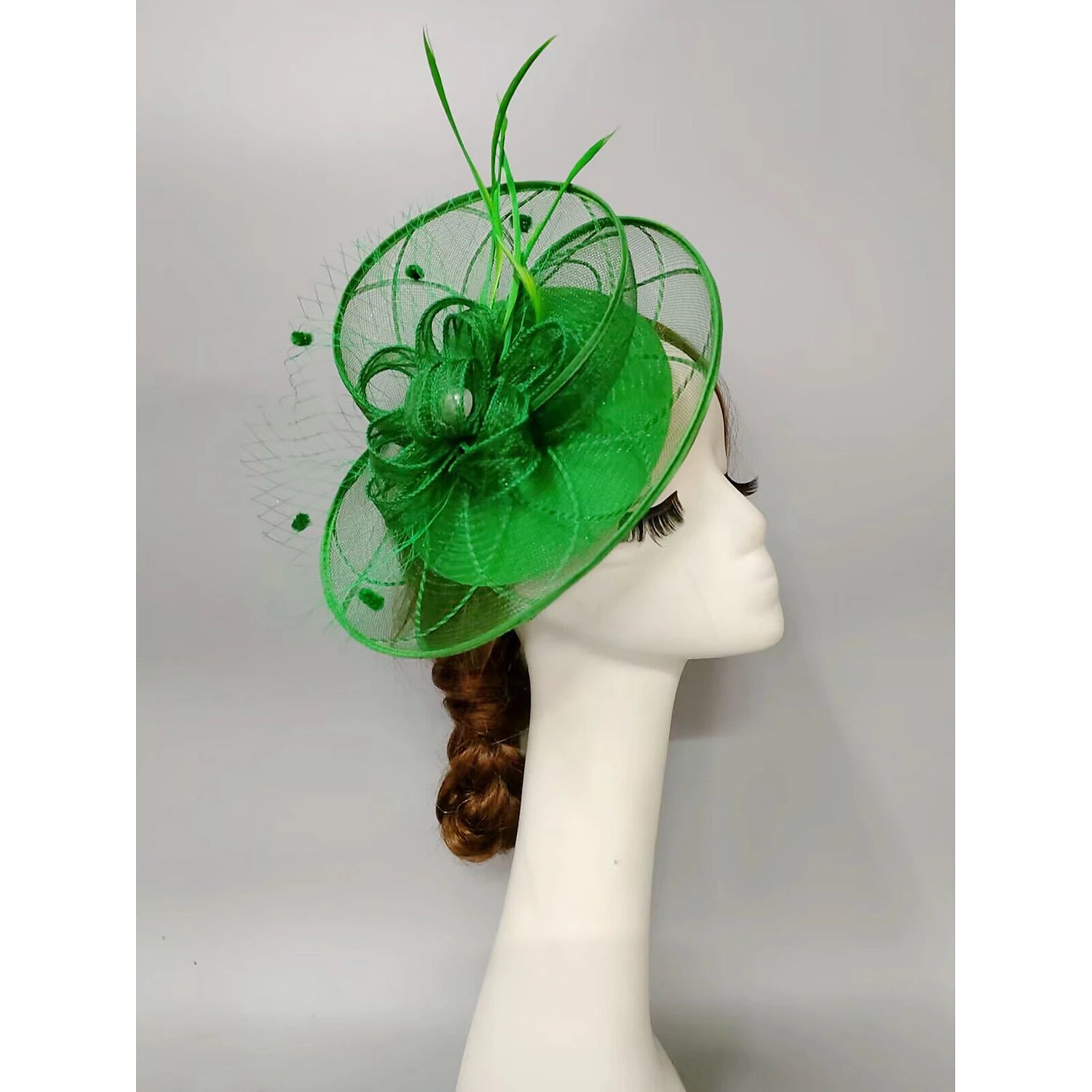 DingJiDress Fascinators Kentucky Derby Hat Headwear Headpiece Pearl Feathers Veil Hat Wedding Ladies Day Cocktail Royal Astcot With Feather Pearl Headpiece Headwear