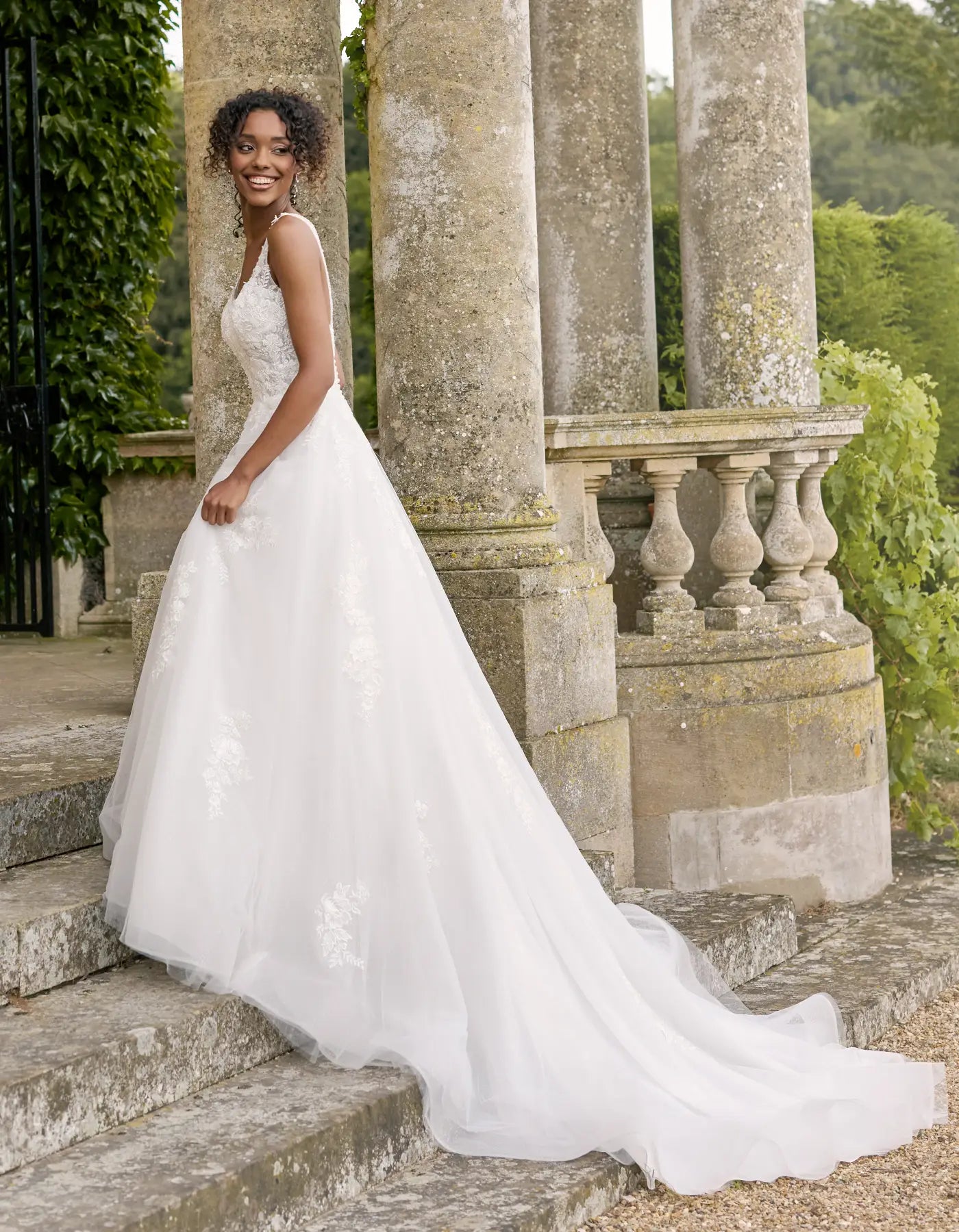 a sparkling lace a-line with spaghetti straps