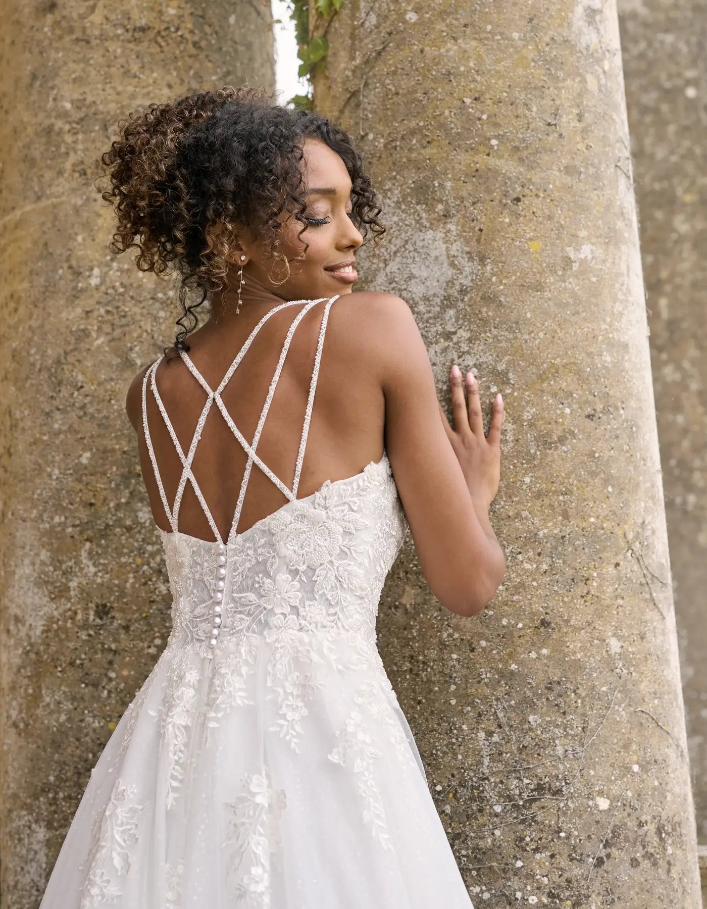 a sparkling lace a-line with spaghetti straps