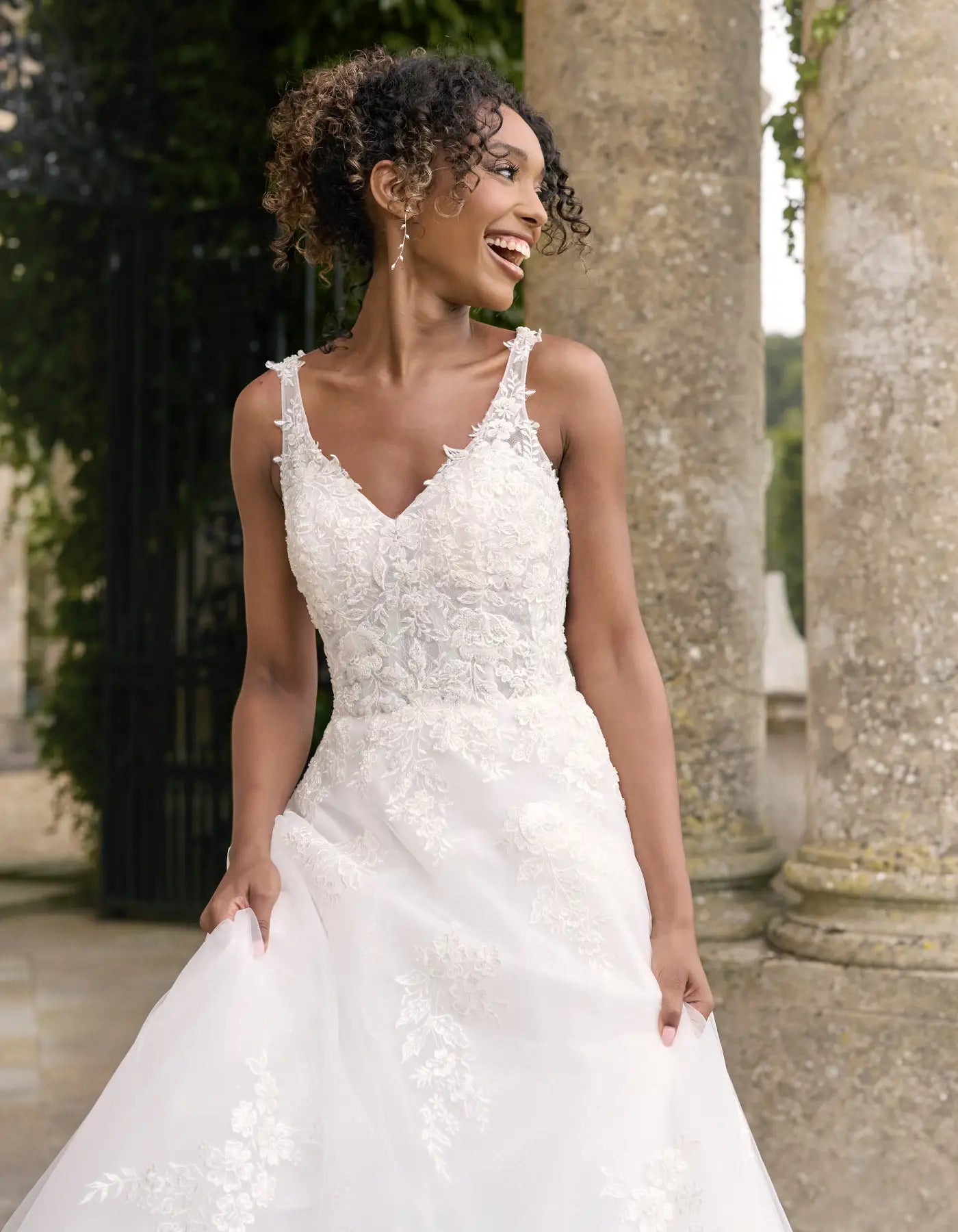 a sparkling lace a-line with spaghetti straps