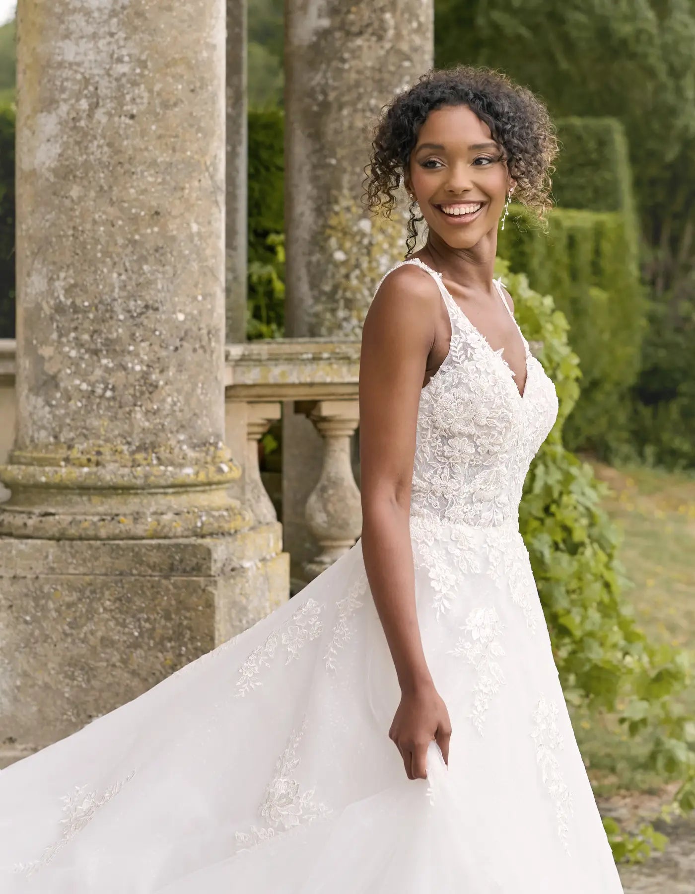 a sparkling lace a-line with spaghetti straps