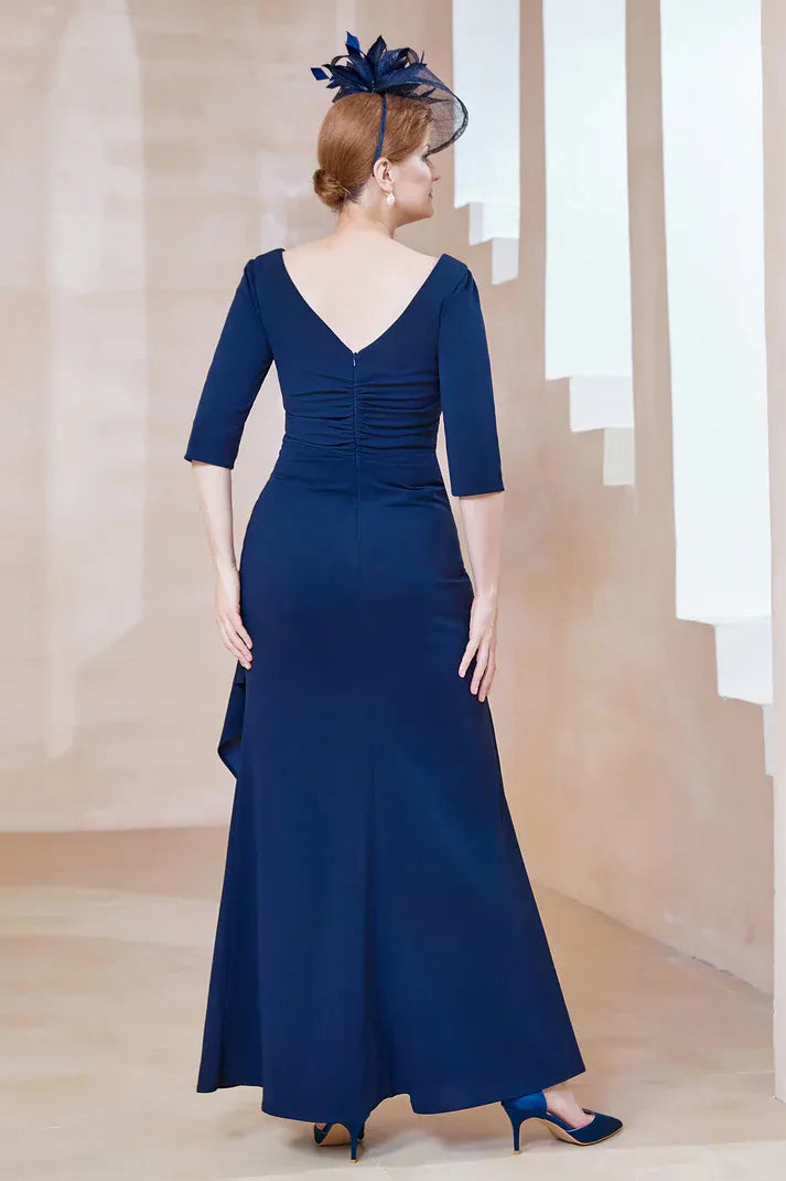 DingJiDress November December Autumn Winter Wedding Guest Dress V-Neck Pleated Ruffles Long Dress Mother of the Groom / Bride Dresses