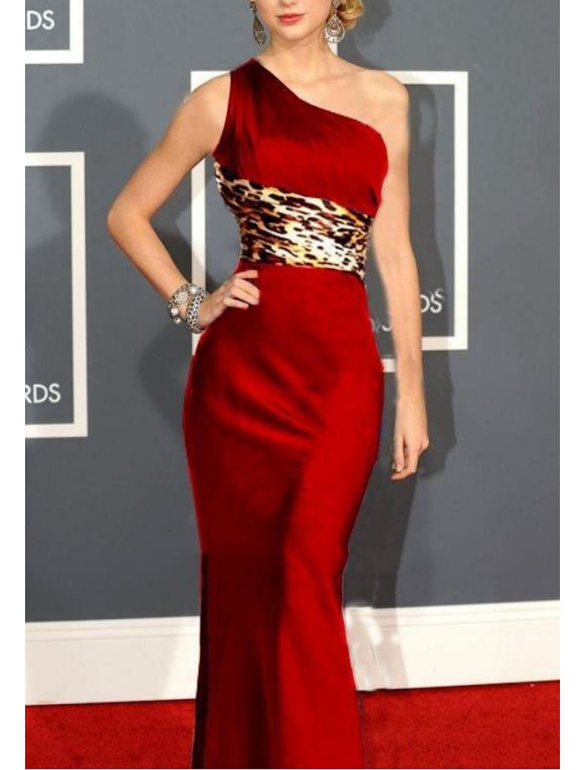 Mermaid / Trumpet Celebrity Style Elegant Wedding Guest Formal Evening Dress One Shoulder Sleeveless Floor Length Satin with Sash / Ribbon