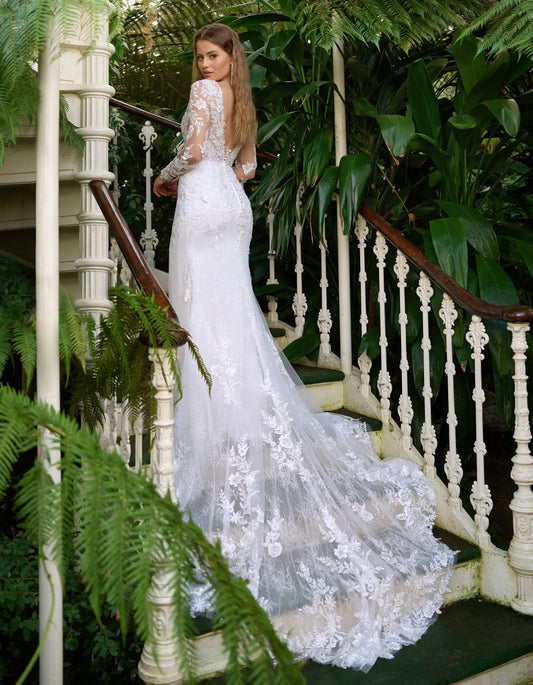 DingJiDress a modern lace sheath with sleeves
