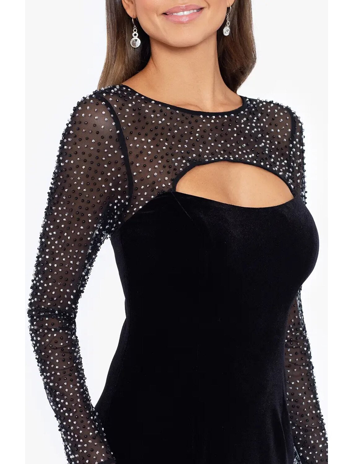 Sheath / Column Evening Gown Elegant Dress Formal Floor Length 3/4 Length Sleeve Jewel Neck Stretch Fabric with Rhinestone Beading