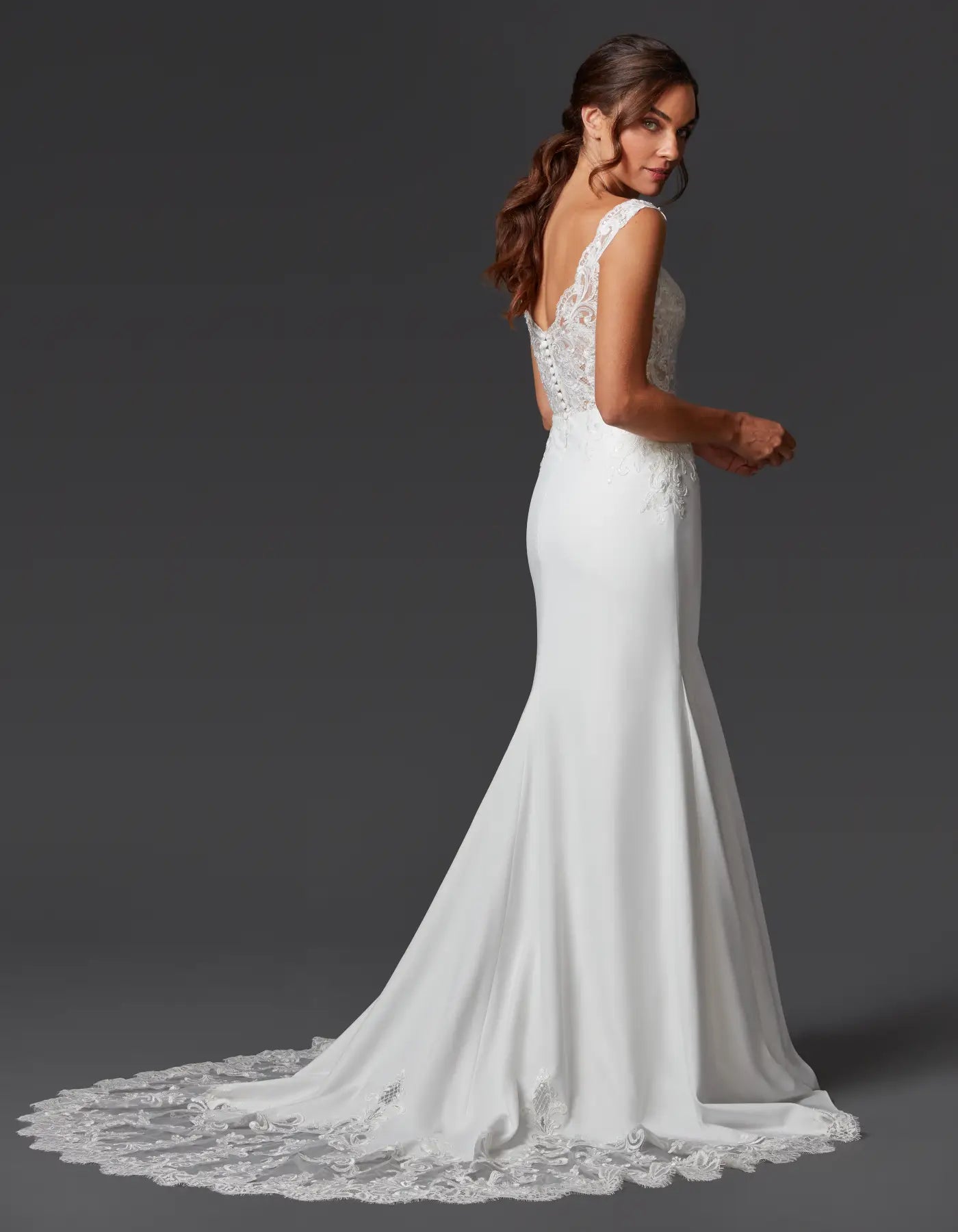 DingJiDress an off-the-shoulder sheath with chantilly lace