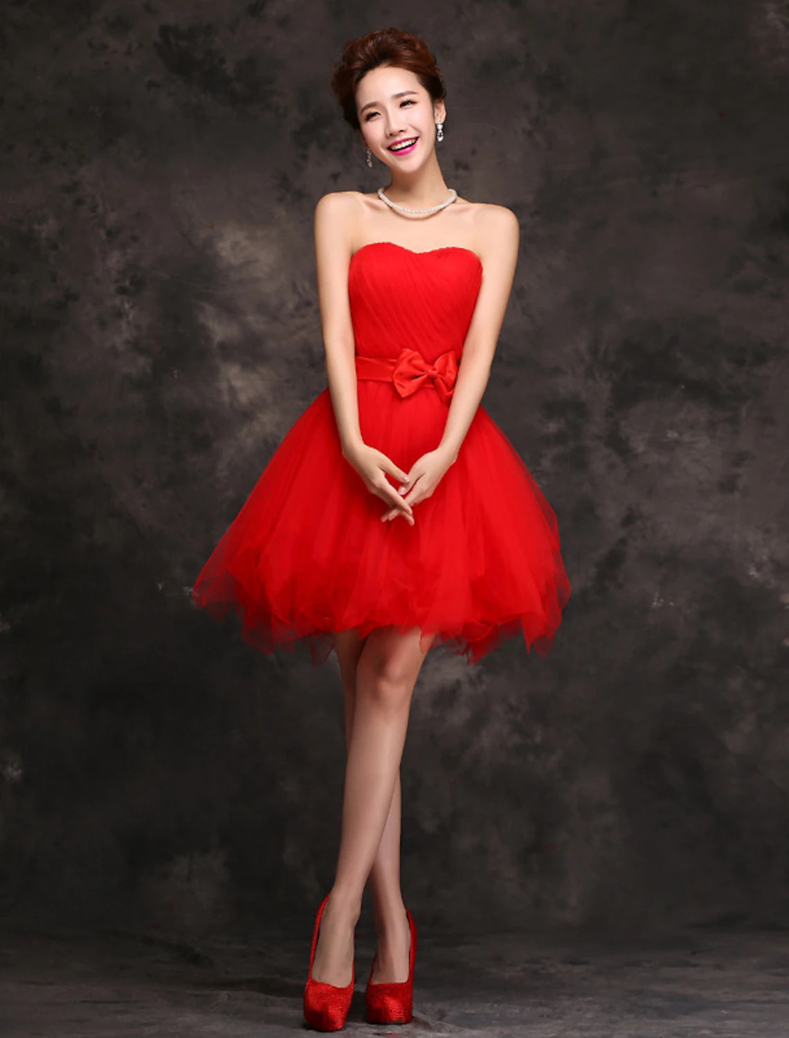 Ball Gown Cocktail Dresses Vintage Dress Homecoming Party Wear Short / Mini Sleeveless Sweetheart Tulle with Bow(s) Ruffles