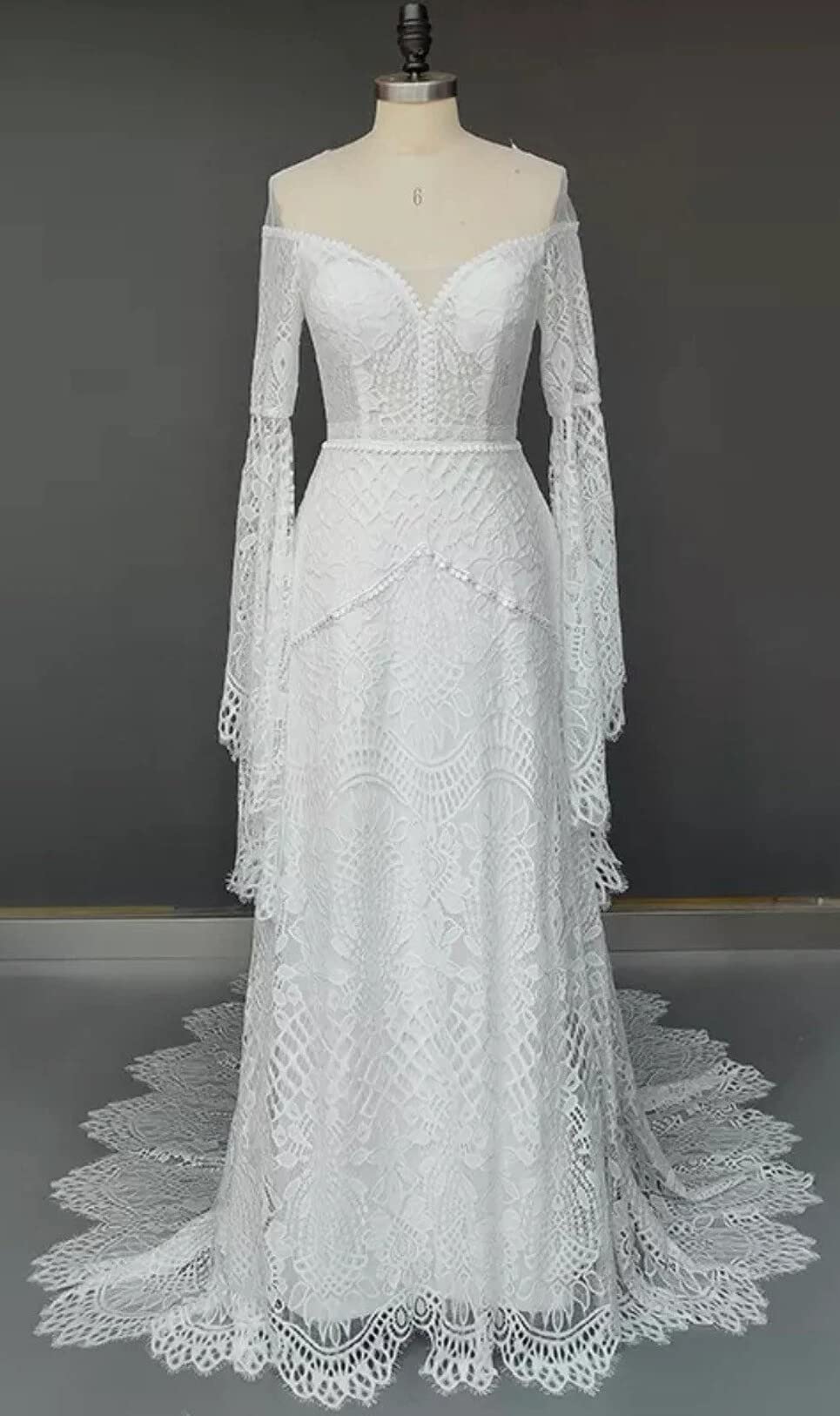 DingJiDress Wedding Dress Bohemian for Bride Long Sleeves Plus Size Lace Beach Bridal Gowns Wedding Gowns Formal Women's Dresses