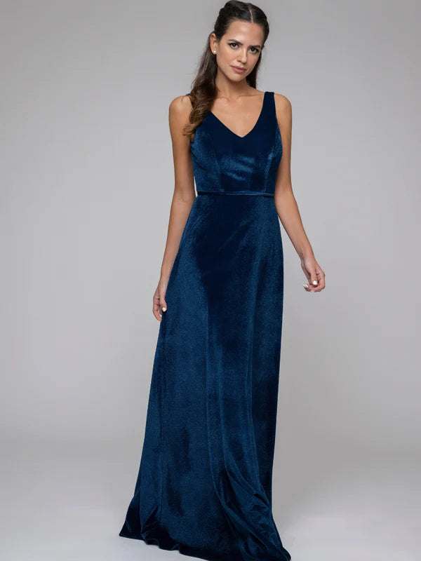 DingJiDress Sleeveless V-neck Velvet Maxi Dress Bridesmaid Dresses