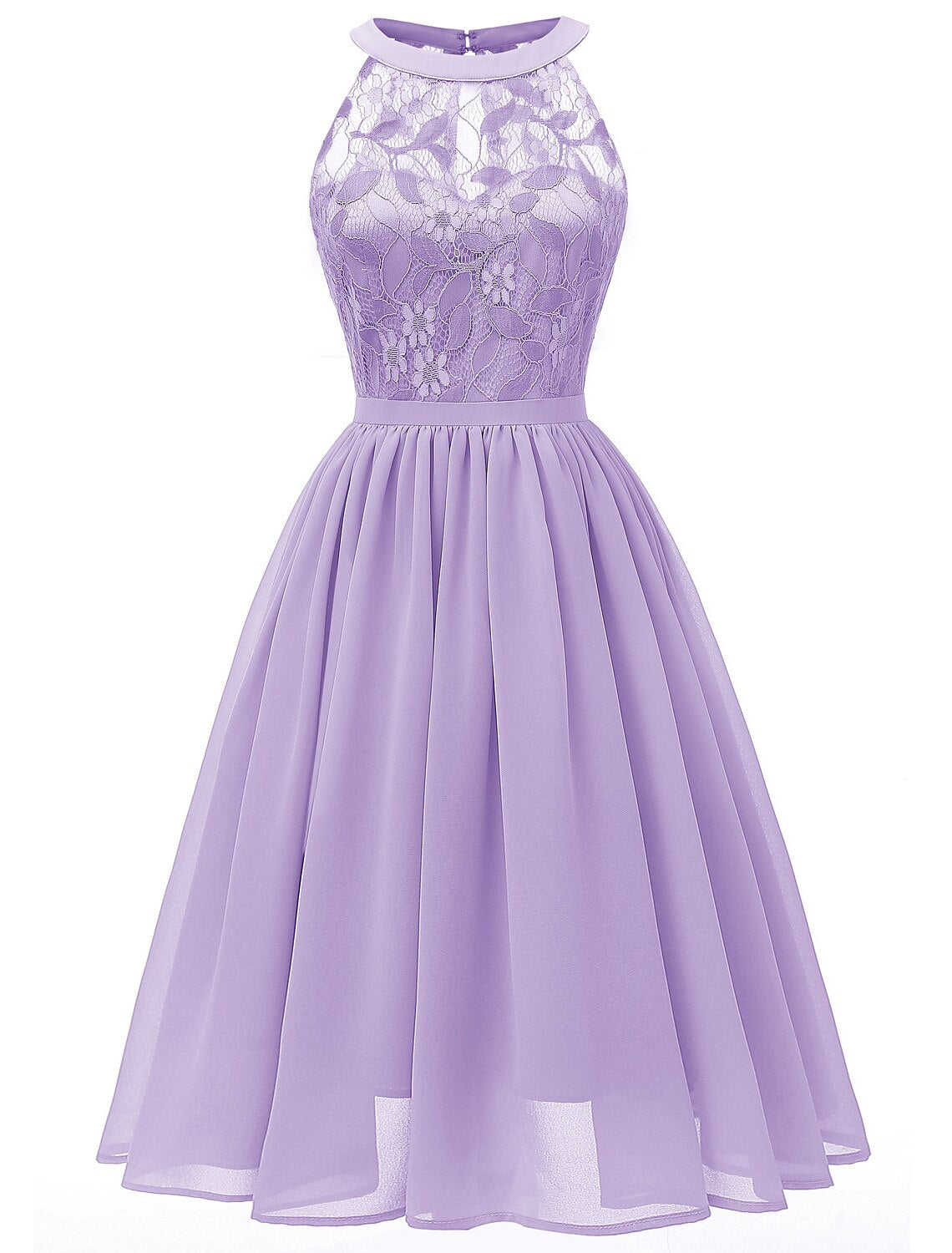 A-Line Cocktail Dresses Vintage Dress Graduation Party Wear Knee Length Sleeveless Jewel Neck Lace with Lace