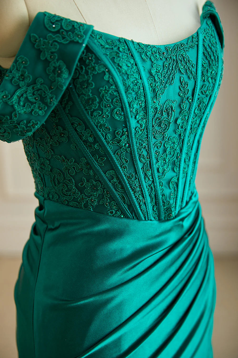 DingJiDress Mermaid Off the Shoulder Satin Prom Dress with Split