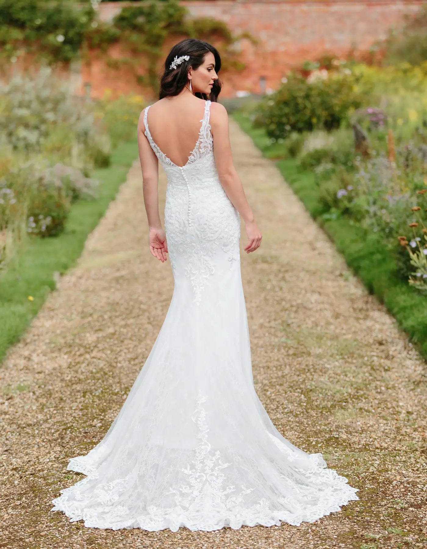 DingJiDress a beaded lace sheath gown Wedding Dresses