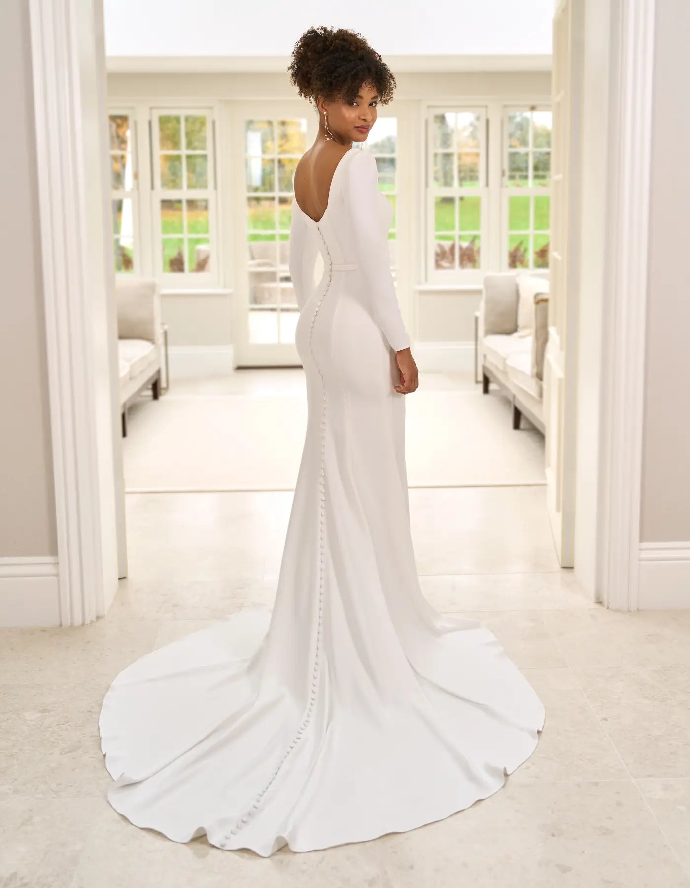 DingJiDress a simple long sleeve crepe sheath