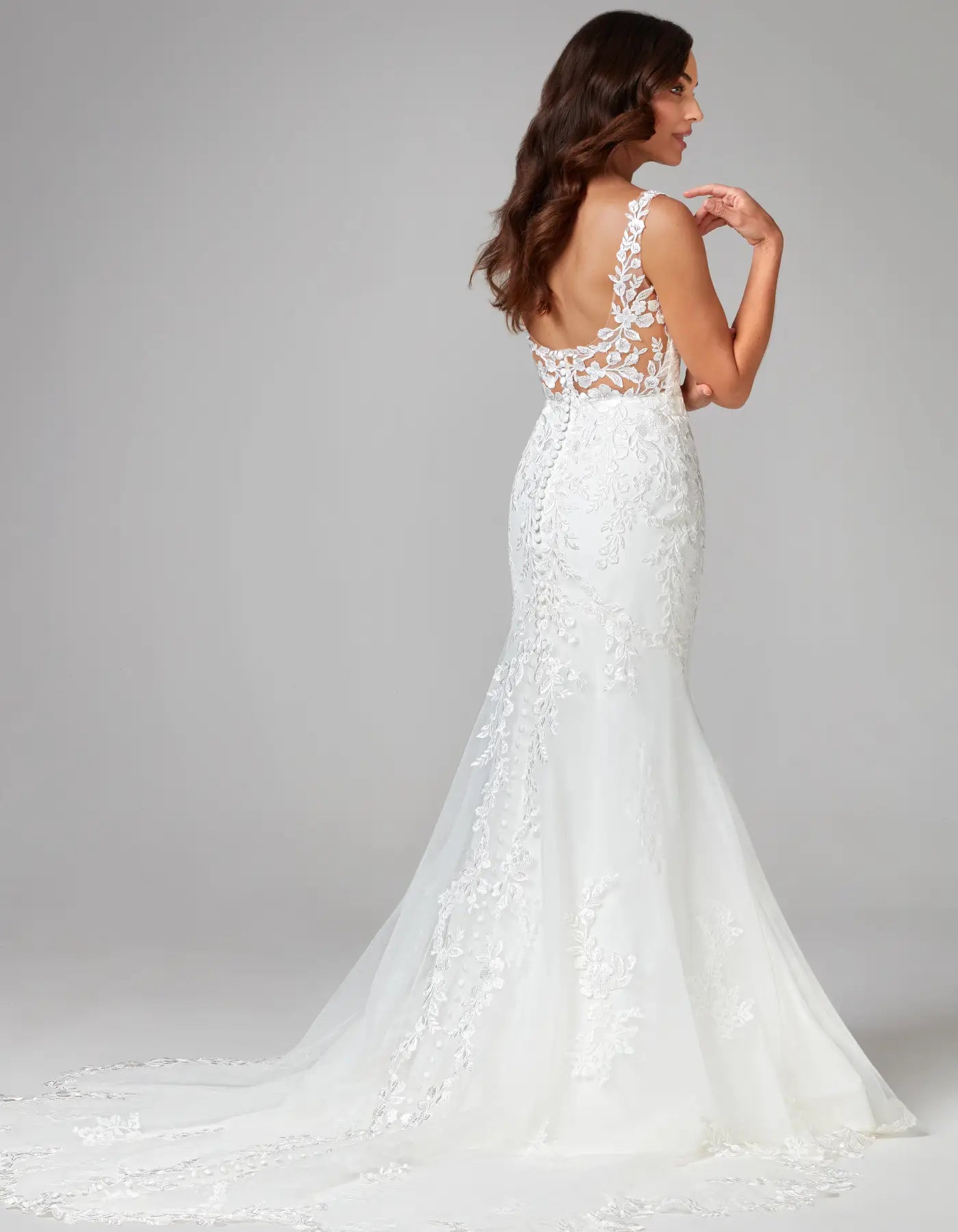 DingJiDress a floral lace mermaid with delicate lace straps