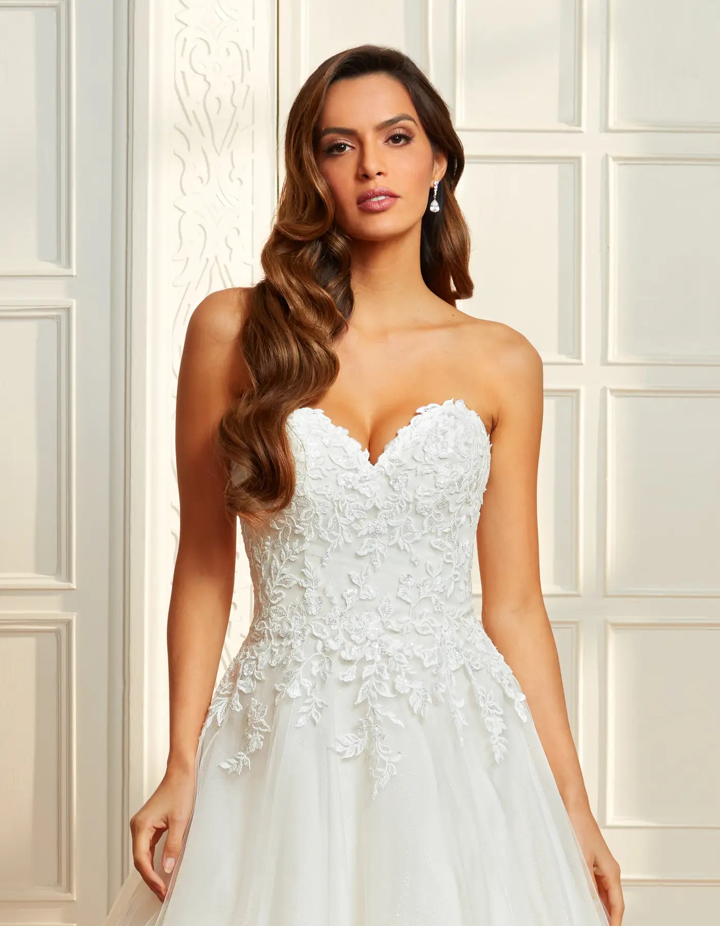 DingJiDress strapless a-line with sparkling tulle and lace