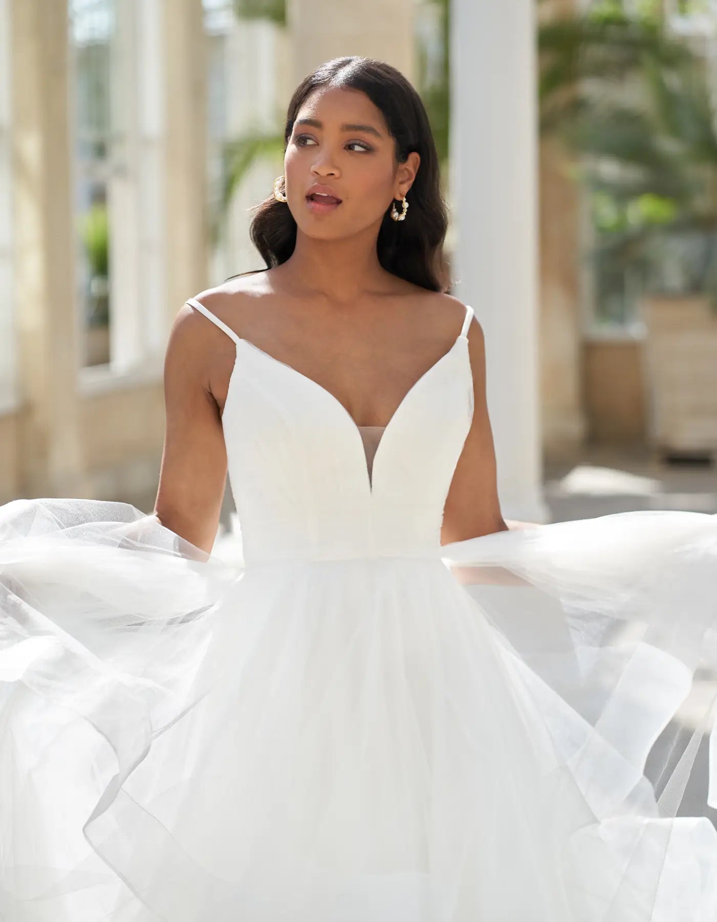DingJiDress a tulle ballgown with ruffle waterfall skirt