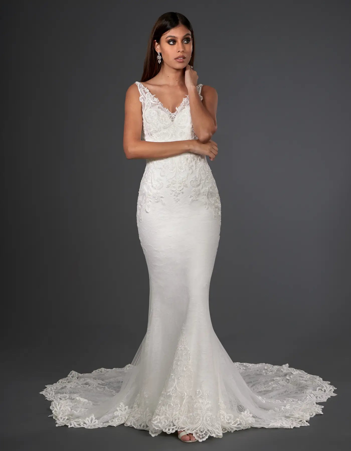 DingJiDress a beaded lace sheath gown Wedding Dresses