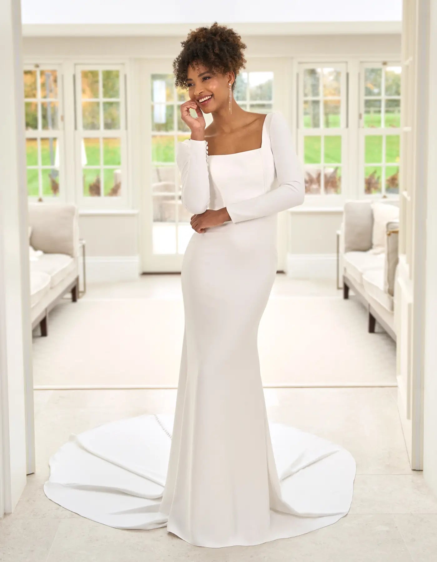 DingJiDress a simple long sleeve crepe sheath