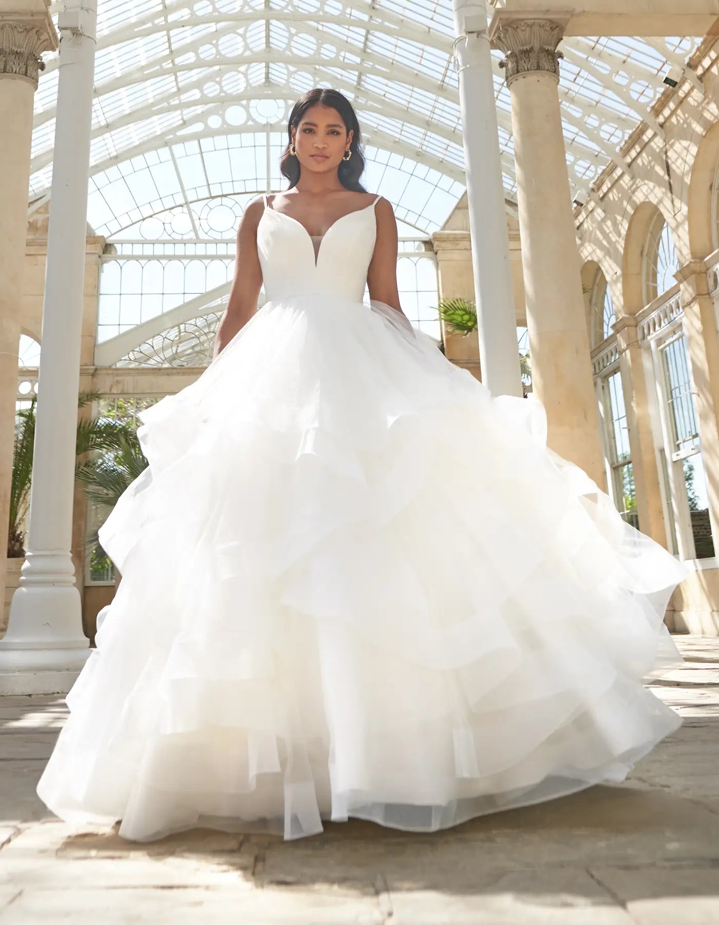 DingJiDress a tulle ballgown with ruffle waterfall skirt