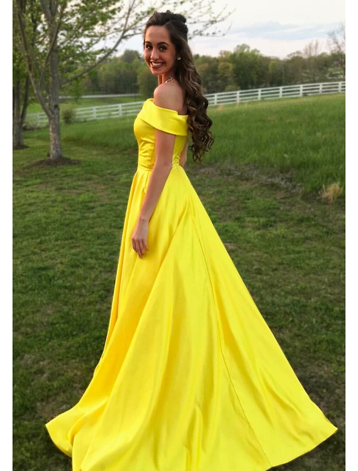 A-Line Prom Dresses Minimalist Dress Formal Sweep / Brush Train Sleeveless Off Shoulder Pocket Stretch Satin Backless with Pleats Ruched Pocket