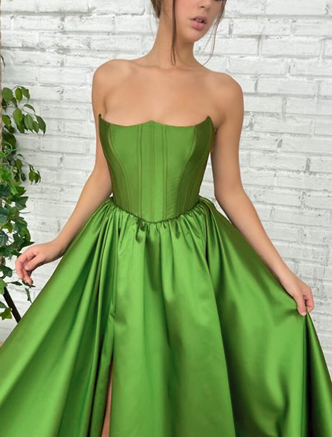 Ball Gown Evening Gown Corsets Dress Engagement Formal Evening Sweep / Brush Train Sleeveless Strapless Satin