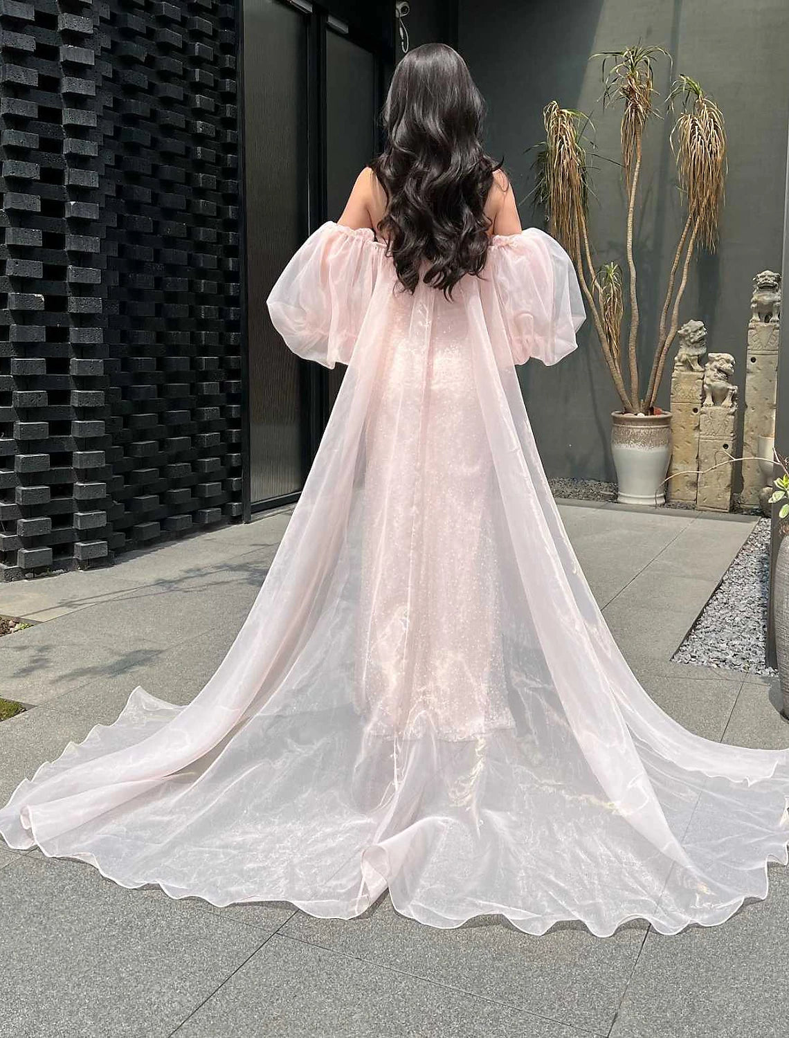 Mermaid / Trumpet Prom Dresses Sparkle & Shine Dress Formal Floor Length Short Sleeve Strapless Organza with Pearls