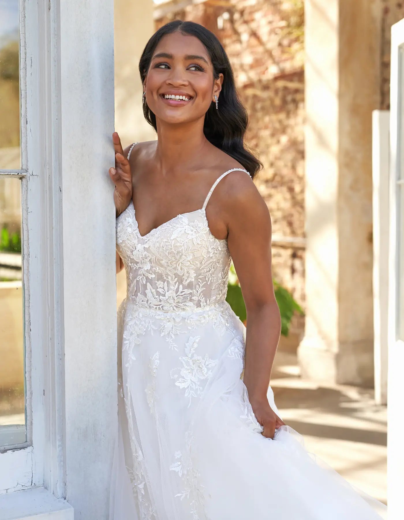 DingJiDress a floral lace a-line with illsuion bodice