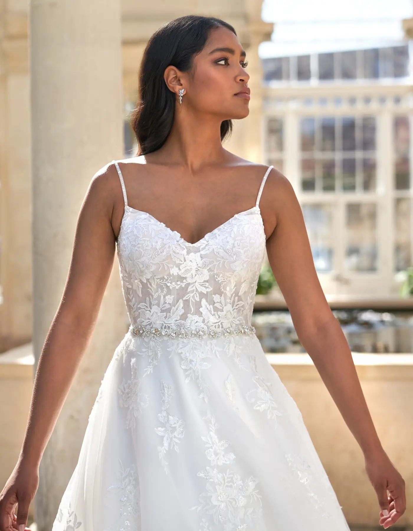 DingJiDress a floral lace a-line with illsuion bodice