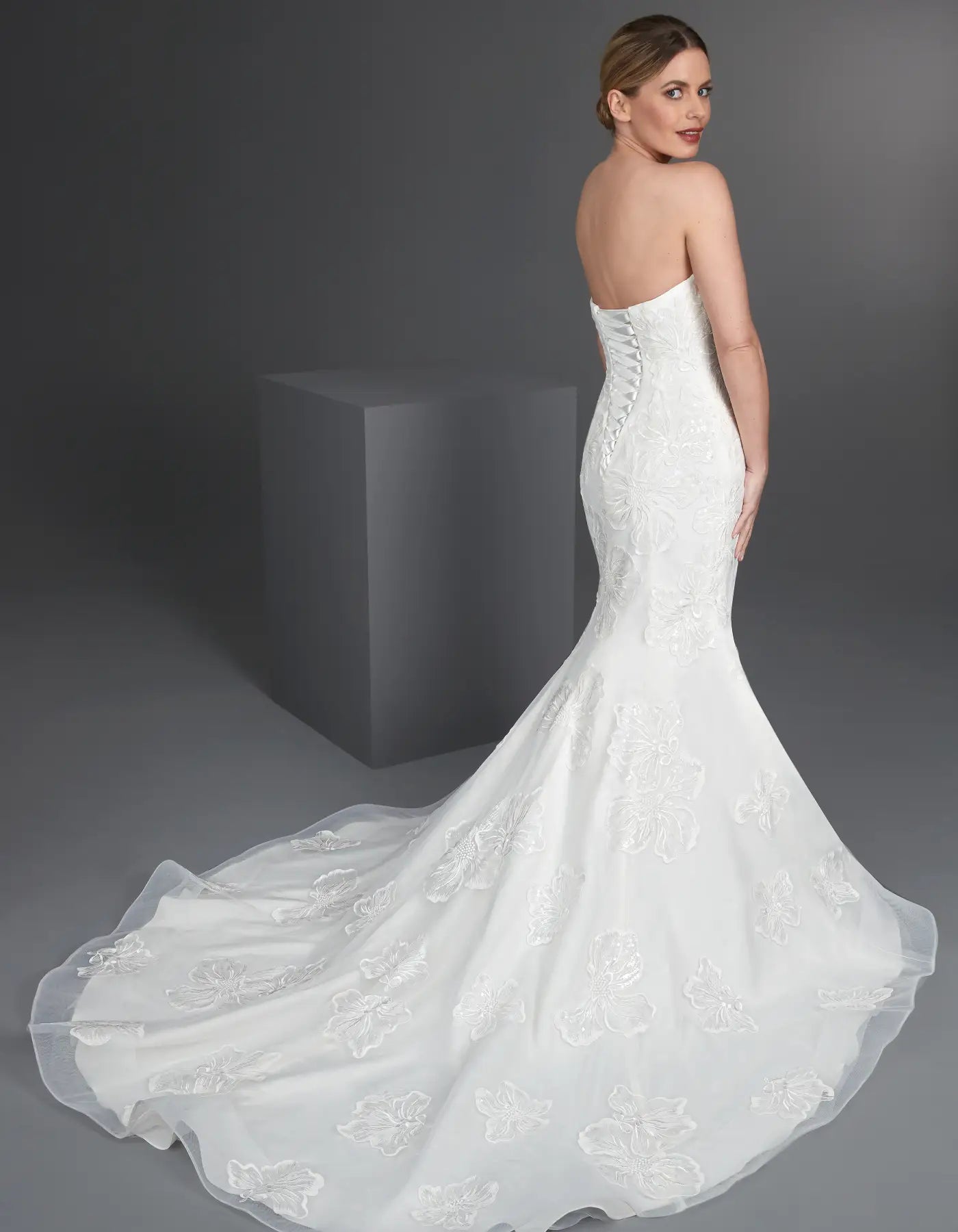 DingJiDress a mermaid gown with bold sparkling florals Wedding Dresses