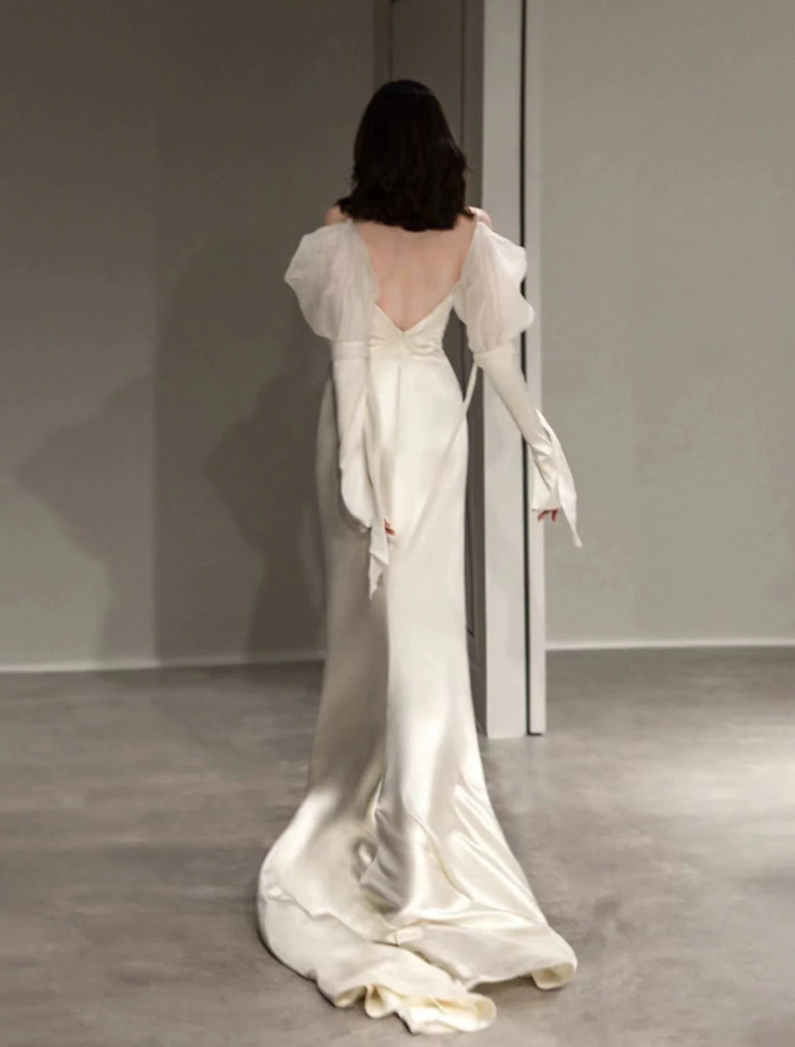 Mermaid / Trumpet Evening Gown Elegant Dress Formal Prom Floor Length Long Sleeve Sweetheart Italy Satin with Buttons Shawl