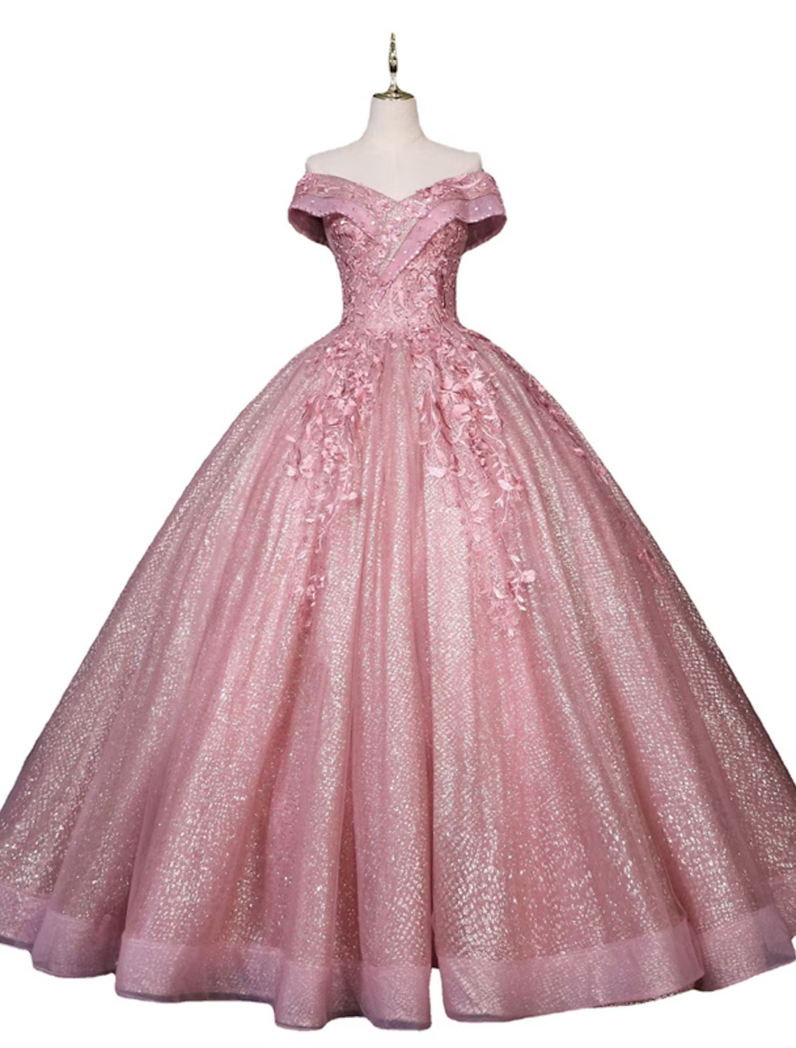 Ball Gown Quinceanera Dresses Princess Dress Performance Floor Length Sleeveless Off Shoulder Polyester with Appliques