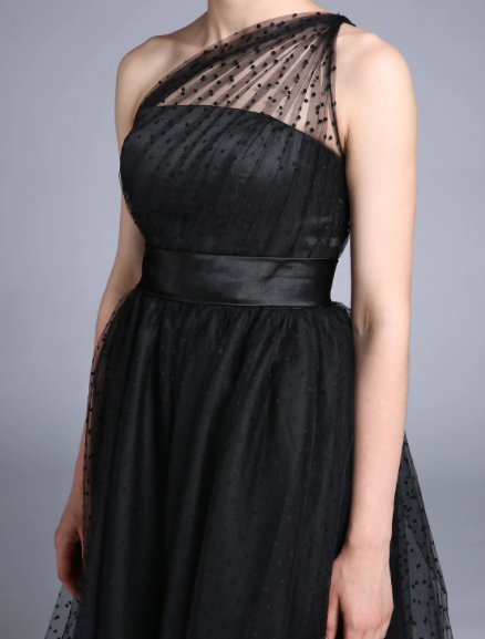 A-Line Cocktail Dresses Vintage Dress Wedding Guest Sleeveless One Shoulder Tulle with Pleats Pattern Print