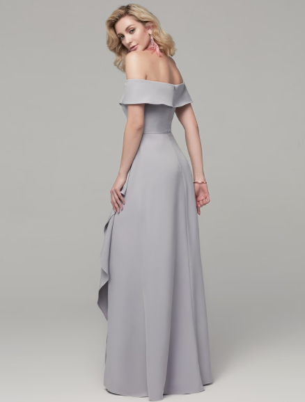 Dresses Elegant Luxurious Dress Wedding  Floor Length Short Sleeve Off Shoulder with Rhinestone Split Front