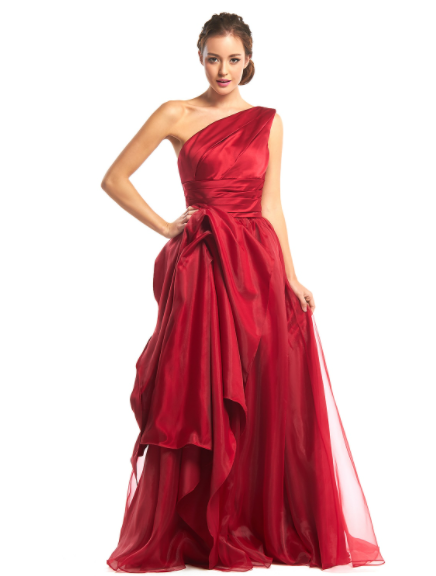Elegant Prom Formal Evening Dress One Shoulder Sleeveless Floor Length Organza with Side Draping