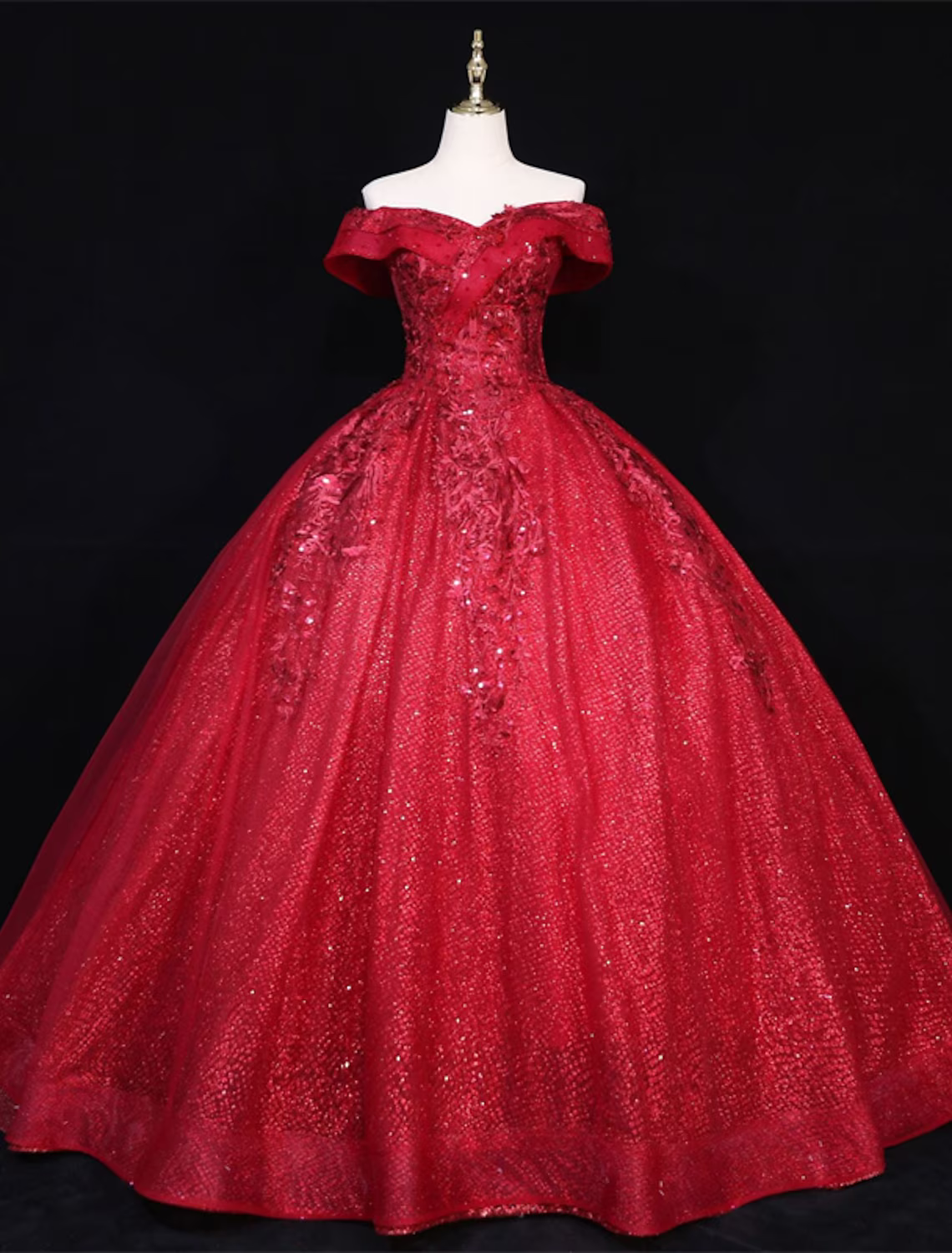 Ball Gown Quinceanera Dresses Princess Dress Performance Floor Length Sleeveless Off Shoulder Polyester with Appliques