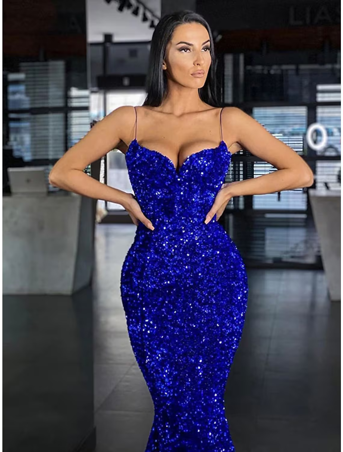 Prom Dresses Masquerade Sleeveless Strap Sequined Backless with Sequin