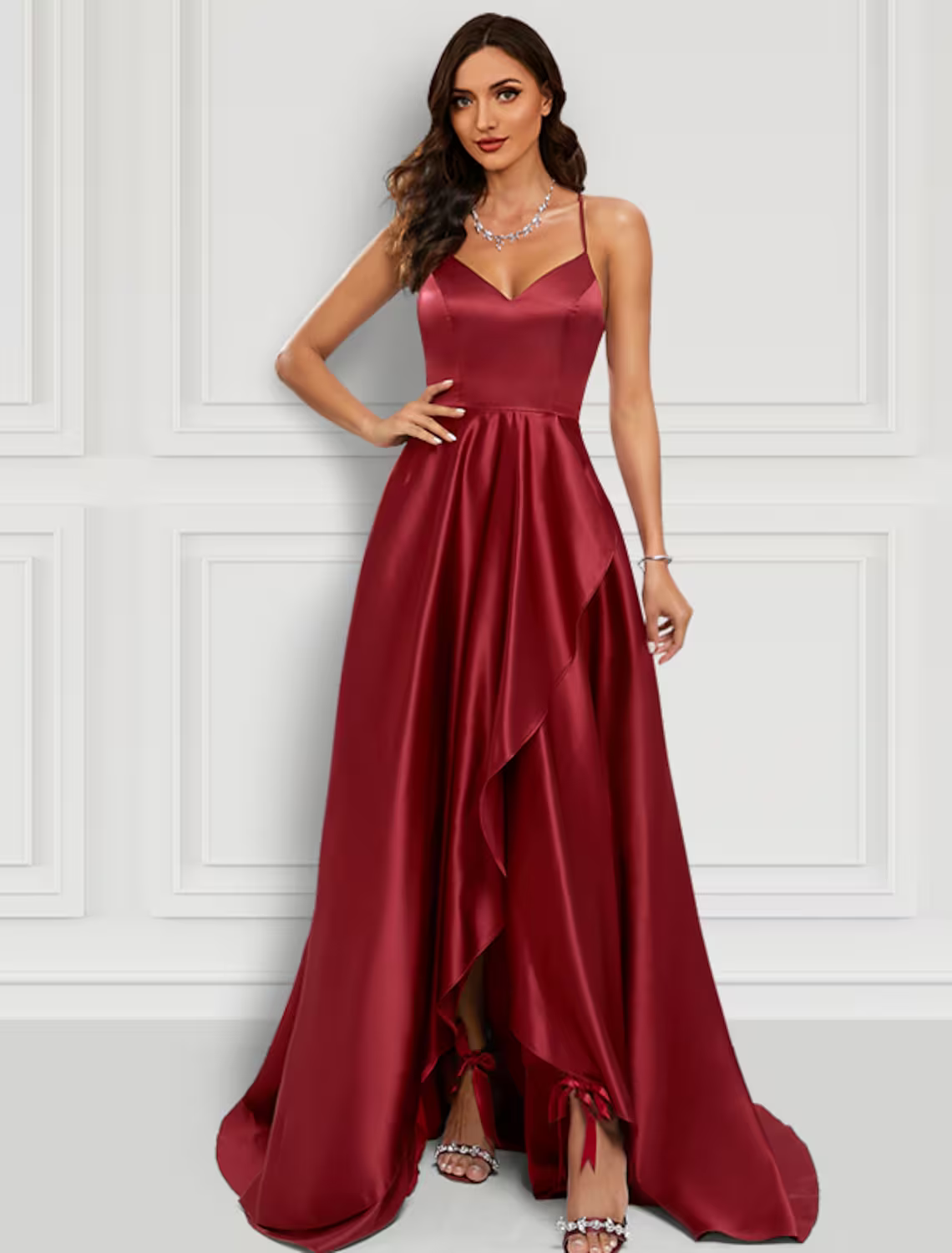 A-Line Prom Dresses Sexy Dress Formal Asymmetrical Sleeveless Strap Charmeuse with Ruffles Slit
